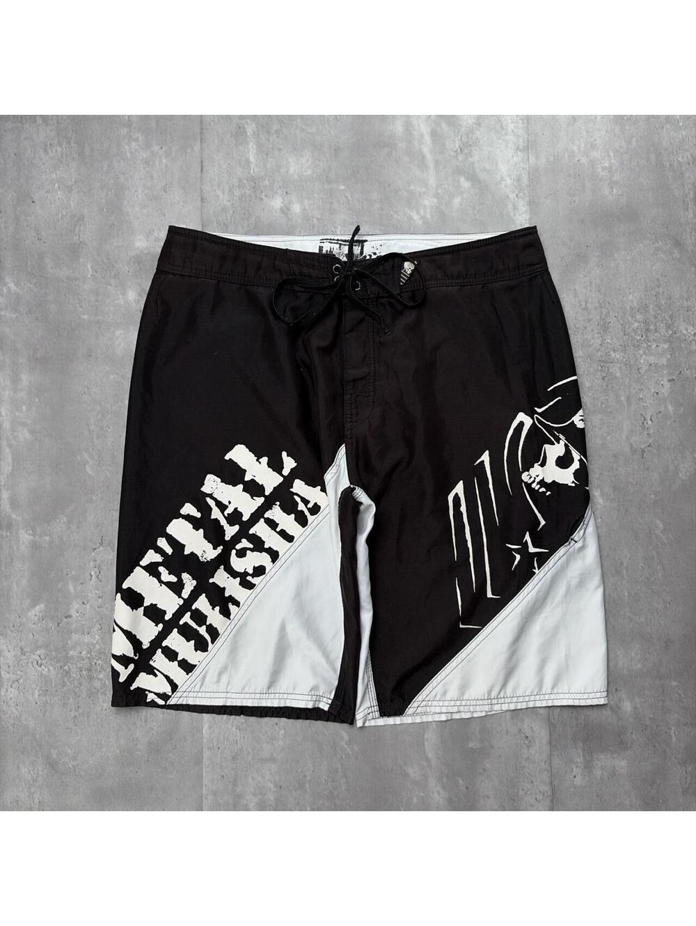 Y2K Metal Mulisha Surf Gothic Skull Baggy Board Shorts